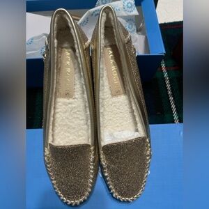 Jack Rogers Millie Glitter Womens Leather Moc Toe Moccasins size 8